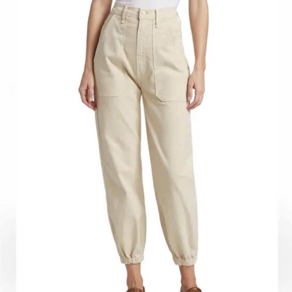 Mother Wrapper Patch Springy Ankle Pant in Chalk Tapioca - Size 25